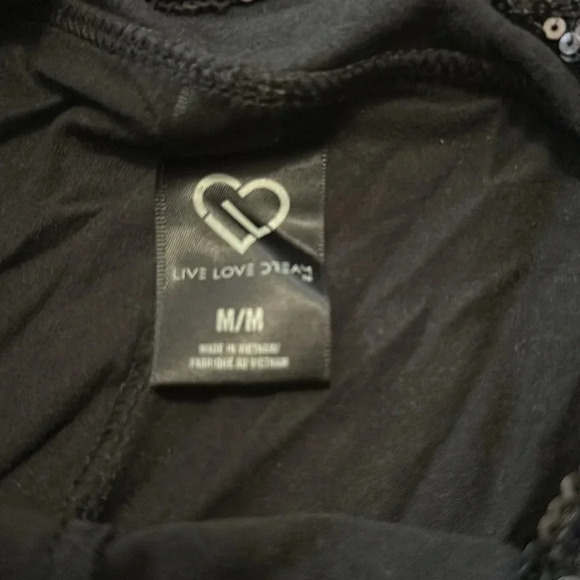 Aeropostale Live Love Dream Sequin Band Fold Over Cropped Leggings Size Medium - Picture 3 of 4